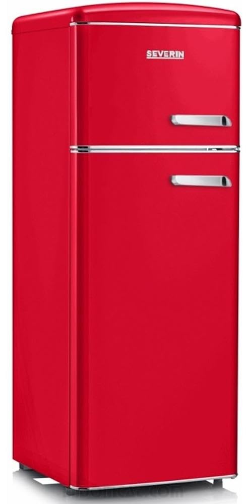 Severin RKG 8890 Retrò - Frigorifero Doppia Porta, 206 Litri, Statico, colore Rosso, Aperura Porta a Sinistra
