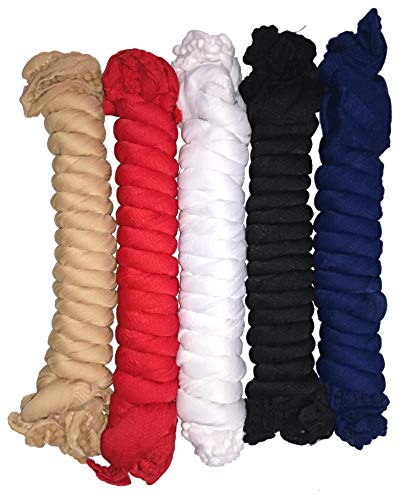 Image of YOUTHQUAKE Women's Solid Casual Dailywear Faux Chiffon Multi Color Dupatta With Pum Pum Lace (Set of 7)