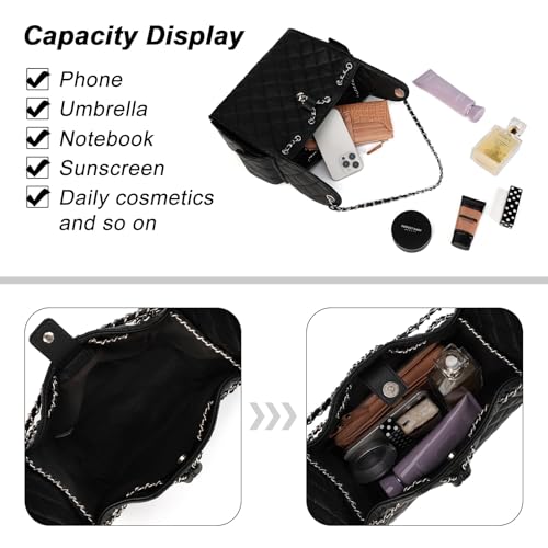 Bolso acolchado para mujer con cadena y correa de cuero miniatura 6