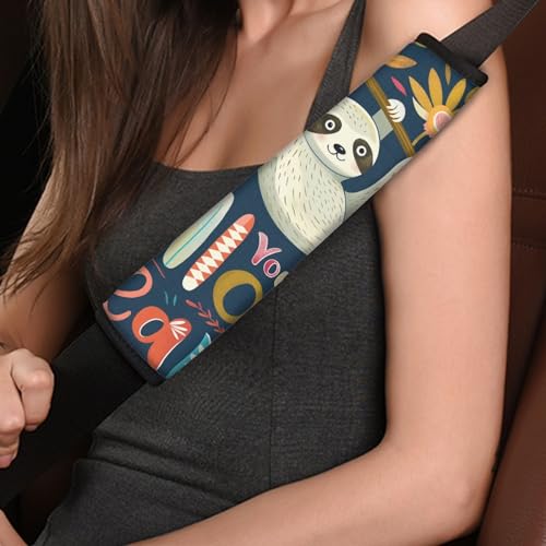 Image of AFPANQZ 2pcs Funny Sloth Seat Belt Pads Covers Universal Fit for Truck Vans Sedans SUVs Safety Seatbelt Pad Cushion Comfortable Driving Car Seats Accessories Black One Pair