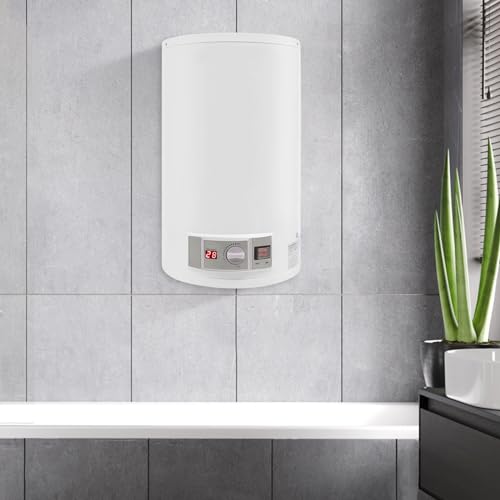 Preisvergleich Produktbild Mermajestic 35 Liter Elektro Warmwasserspeicher, 2000W Heizleistung Boiler Warmwasserboiler mit LED-Digitalanzeige Können, IPX4 Wandhänge 25-75°C Wasserboiler mit Wasserhahn, Mischventil, DSZF-50