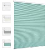 MiLin Cordless Cellular Shades - No Drill Cellular Blinds No Tools for Windows Bottom Up Blinds Tension Shades Easy to Install for Home (Upgrade Light Filtering Mint Green, Custom Size)