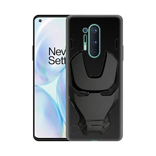 Image of COVERLY Official 3D Touch Feel Trending Avengers Logo Mask Soft Rugged Grip Silicone Iron Man Super Power Cartoon Movie Engraved Silicone Matte Back Cover for Oneplus 8 Pro -Black