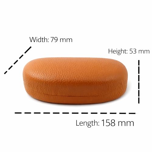 Image of Calabria HC-7 Hard Shell Eye Glasses Case PU Leather Felt Extra Large Sunglass Holder Snap Closure Men Women Neutral Durable
