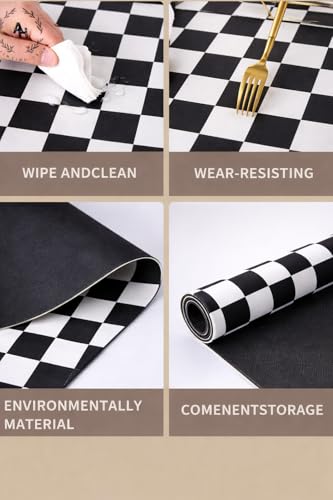 Image of HomeCloud Dish Drying Mat for Kitchen Counter Hide Stain Super Absorbent, Non-Slip, Heat-Resistant, Great for Dishes,Rack Pad, Kitchen Counter, Coffee Maker, Coffee Item (Chess Black, 50x40cm)