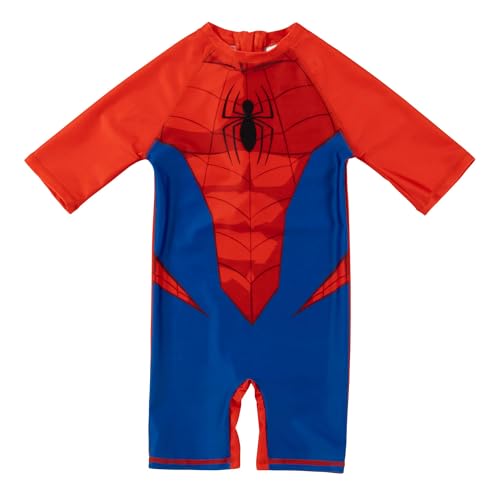 United Labels Marvel Spiderman Badeanzug UV Schutz 50+ für Jungen, Rot Blau, 110-116, Schwimmanzug Einteiler, Bademode Kinder