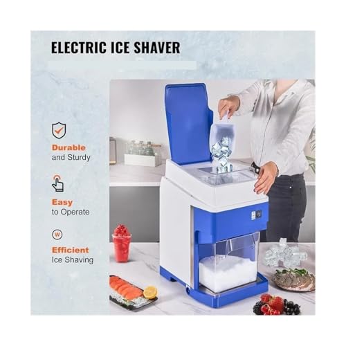 Máquina fabricadora de hielo, ralladora comercial de hielo eléctrica por hora, máquina para conos de nieve, con caja de hielo, mesa de trabajo, para hogar/cocina/acampada/RV miniatura 2