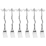 SHIDOW Bee Ice Cream Forks - Gold Plated, Silver Color, Mini Dessert Forks for Ice Cream and More(6PCS), 3*0.3*11.5*