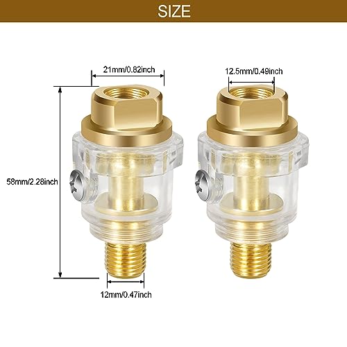 Profiwoab 2 Stück Automatiköler Druckluftöler,1/4 Pneumatisches Zubehör,Mini-Öler für Druckluft Werkzeug für Alle Arten von Druckluftwerkzeugen