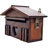 SOLUSTRE Holzbriefkasten zur Wandmontage Regensicherer Vorschlagskasten mit Zeitungsfach Robuster...