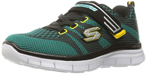 Skechers Kids Flex Advantage Master Mind Sneaker (Little Kid/Big Kid),Black/Teal,2 M US Little Kid