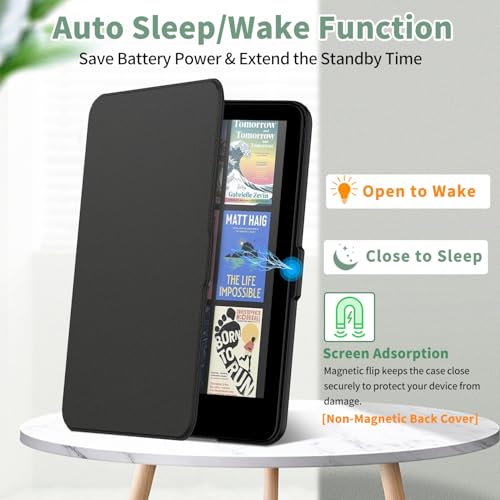 Image of Sanyetral Protective Case with PC Back and Auto Wake /Sleep Function -Black