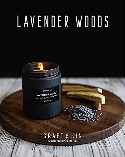 Scented Candles for Men | Lavender and Wood Scented Candle | Candle for Men | Soy Candles for Home Scented | Aromatherapy Candle Mens Candles | Wood Wicked Candles | Masculine Candle Black Jar - Thumbnail 2