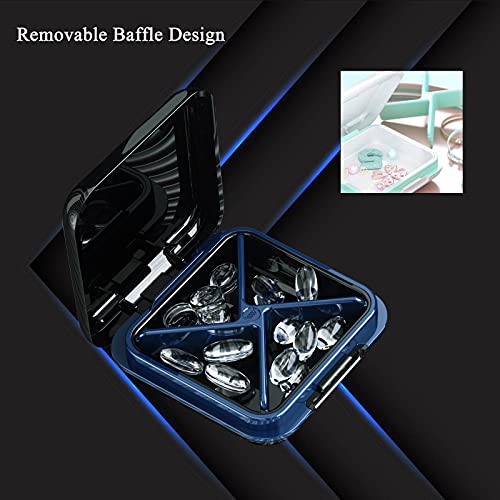 Image of Pill Organizer Portable Pill Box Waterproof Pill Case Travel Medicine Organizer for Purse or Pocket Multifunctional Small Pill Storage Box with Removable X Compartments for Jewelry Earrings