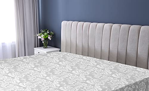Ambesonne Grey Fitted Sheet, Retro Inspired Floral Design With Past Effects Dated Botanical Old Victorian Features, Soft Decorative Fabric Bedding All-Round Elastic Pocket, Queen Size, Grey White #TOP1