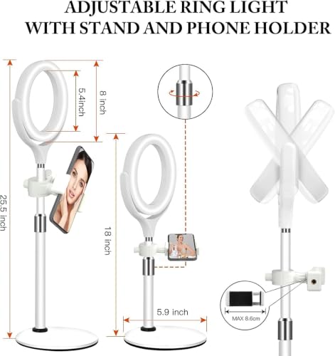 Image of 8 inch Desk Ring Light with Stand, Adjustable Zoom Lighting for Computer | Circle Light for Video Conference, Zoom Calls, Virtual Meeting, Video Recording, Streaming, Podcast, Webcam
