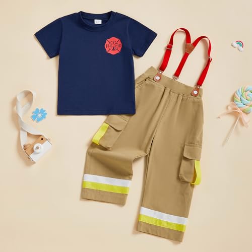 Disfraz de bombero para niños 5-6 años azul miniatura 3
