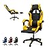 Silla Gamer y de Oficina Ejecutiva Ergonómica, Ajustable en Altura y Respaldo, Disponible en Varios Colores, Diseño Cómodo y Resistente para Trabajo, Estudio o Juego Prolongado (Amarillo)
