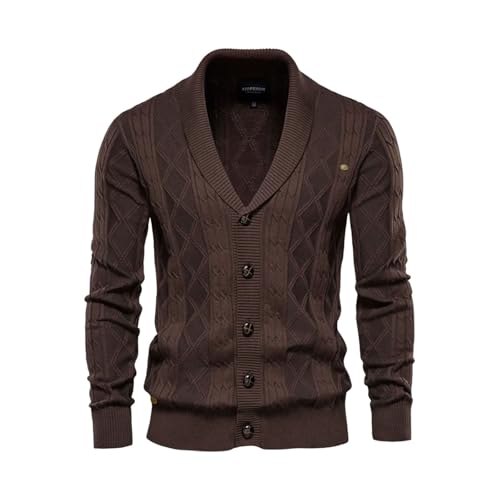 Mens Cotton Argyle Casual Single Breasted Solid Color Business Cardigans Sweater