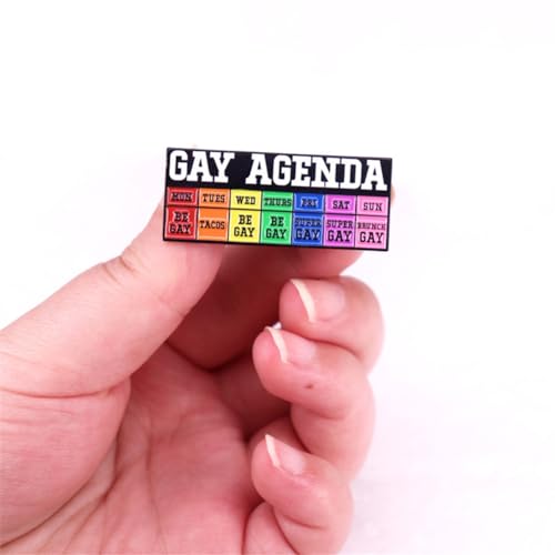 Image of Rainbow Enamel Pin Cartoon Agenda Brooch GAY AGENDA Badge GAY LGBTQ Pride Lapel Pin Shirt Bag Collar Decoration Jewelry Gift For Friends, Green