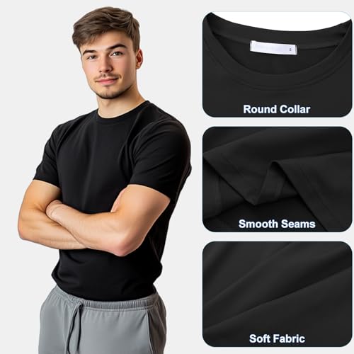 2 Pack Men's Sun Protection Shirts UPF 50+ Rash Guard Quick Dry Swim T-Shirt Long/Short Sleeve for Running Fishing4