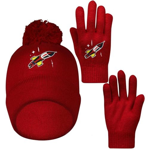Gorros de punto acogedores y guantes elásticos que evitan el frío en niños