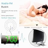 ThreeH Radiobudzik z portami USB do ładowania zegary elektryczne z regulacją jasności funkcja drzemki 12/24 godziny zielony