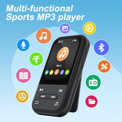 Image of 128GB MP3 Player, Bluetooth 5.3 Music Player with Clip, HiFi Sound Digital Music, Built-in HD Speaker, FM Radio, Voice Recorder, Earphones Included, MP3 Player for Kids