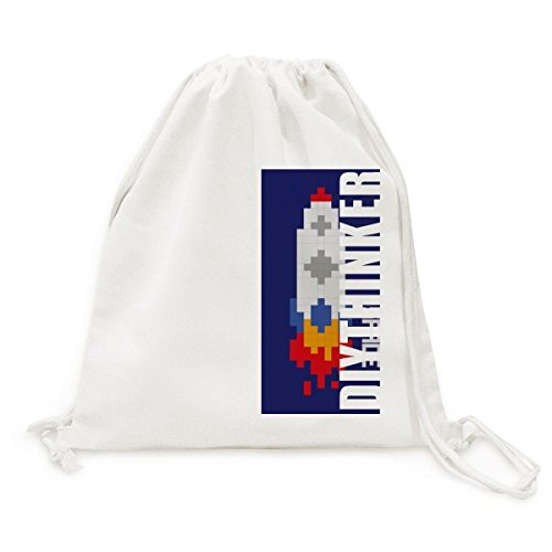 Sac cordon univers pixel fusée spatiale toile sacoche voyage voyageur