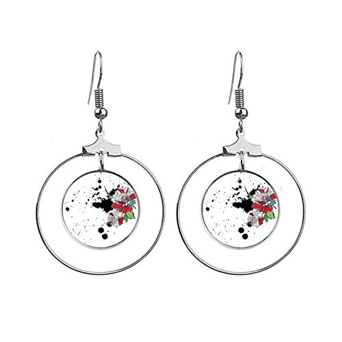 Boucles d'oreilles pivoine aquarelle en métal argenté de haute joaillerie