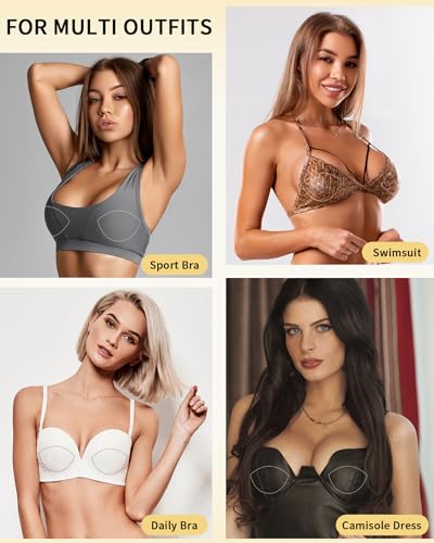 KSang Double Sided Sticky Bra Inserts, Bra Pads Inserts Push Up for Boob Lift, Adhesive Waterproof Breast Enhancers Sticky on Bra for Bathing Suit Bikini Sport Bra for B/C Cups