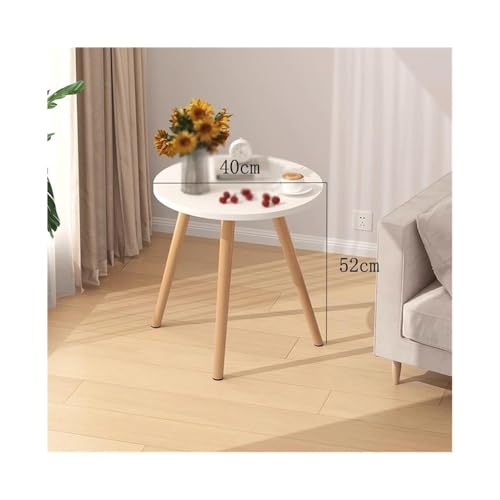 Table basse ronde en bois blanc moderne de salon et balcon - 3