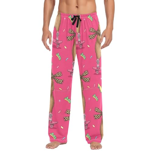 Men's Pajama Bottom Capybara Roller Skates Cotton Pajama Pants Drawstring Sleepwear Long Pants Pockets