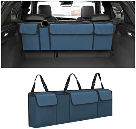 AUCELI Car Trunk Organizer, Backseat Hanging Large Storage with Adjustable Straps, Waterproof Collapsible Cargo Bag with 4 Pockets, Sturdy Space Saver Frees Trunk Floor for SUV, Truck, MPV