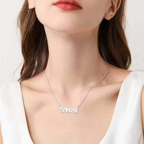 CoolJewelry Custom Name Necklace for Women Personalized Name Necklaces with Heart 18K Gold Plated or Sterling Silver Nameplate Customized Pendant Jewelry Gift3