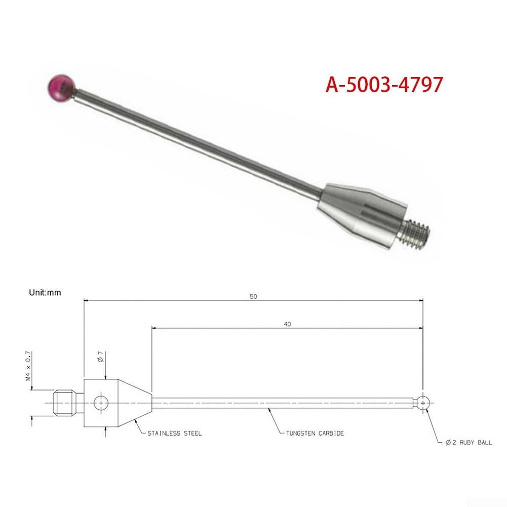 CMM Lot de 2 stylets avec boule de 2 mm de diamètre et 50 mm de longueur conçus pour systèmes de métrologie compatibles A-5003-4797