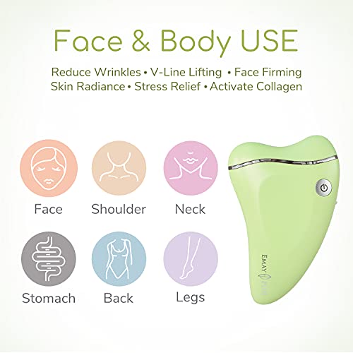Emay Plus Facial All In One Skin Massager, Gua Sha Cold/Warm Firming V-Line Wrinkle Reduce Lifting (Avocadogreen) #TOP2