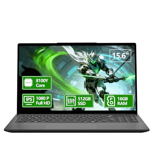KAQIMOCI 15,6 Pollici Portatile PC Core i3-8100Y 16GB RAM 512GB SSD, Computer Portatile FHD 1920 x 1080 Laptop Con USB 3.0 di Tipo C Mini HDMI Wi-Fi Bluetooth 5.0 Notebook Tastierino Numerico