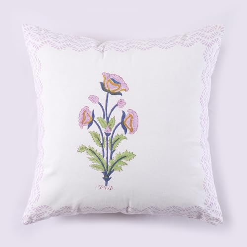 Image of Ravaiyaa - Attitude is everything Cotton Hand Block Printed Soft Cushion Cover Pillow Case 16 inch Square Cushion Sham Set of 2 Piece
