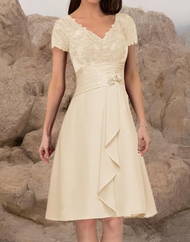 ISABUFEI Mother of The Bride Dresses for Wedding Short Sleeve Lace Chiffon Appliques Formal Dress Mother of The Groom Dresses2