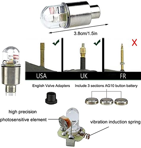 Yinch 4 Pack Tire Valve Caps Led Bike Wheel Lights For Car Trucks Golf Cart Tire Wheel Assemblies Bicycle Motorcycle Tyre Spoke Flash Lights For Kids Men Women With 10 Extra Battery(Colorful) #TOP1