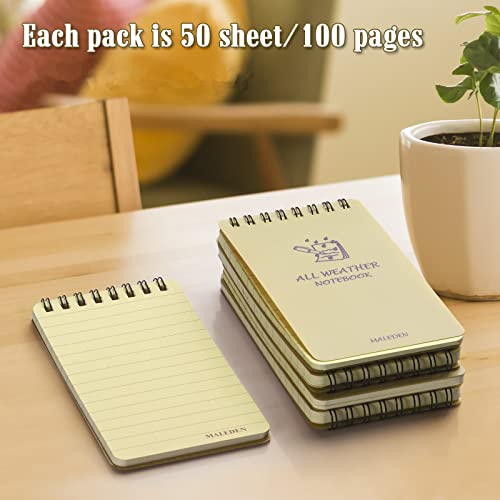Waterproof Notebooks, 5 Pack Top Spiral Pocket Notebooks For Memo, Outdoors, Tactical, All Weather Notes Book Lined Paper With Cover, Small Notepad #TOP4