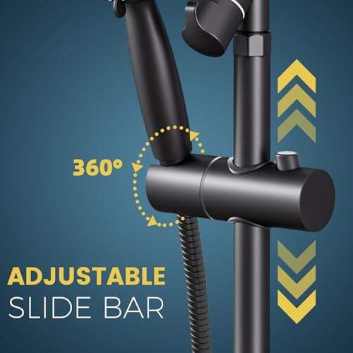 Shineforu 10 Inch Rain Shower Heads with Handheld Spray Combo, Dual Shower Head with Adjustable Slide Bar and Stainless Steel Hose, Height Adjustable - image 3