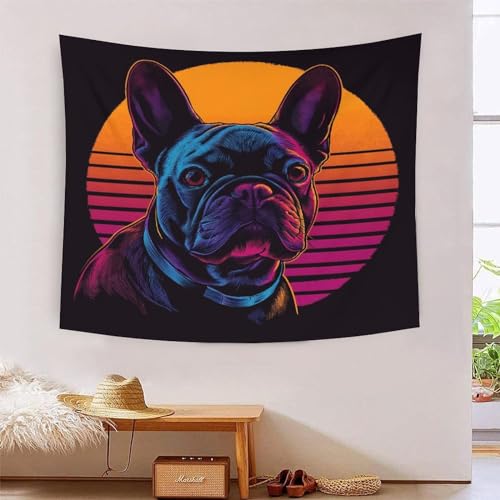 Tapisserie murale bouledogue français 3D grand tissu tenture murale salon chambre 180x230