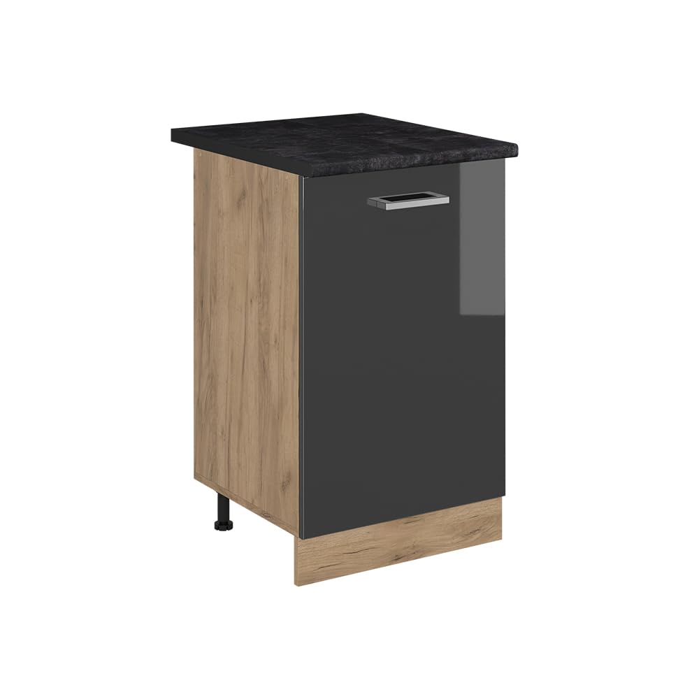 Vicco Kitchen base cabinet Raul, Anthracite high gloss/Goldkraft oak 50 cm — image 1