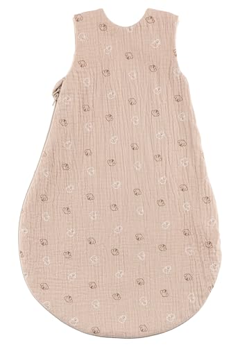 Sterntaler Babyschlafsack 62/68 Bauernhof - Schlafsack aus weichem Musselin gefüttert mit Jersey - mit 2-Wege Reißverschluss & Druckknöpfen an der Schulter, sandfarben