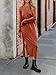 ANRABESS Long Sleeve Midi Dresses for Women Fall Fashion Casual Vacation Crewneck Loose Split Striped Long Tshirts Dress Brick Orange XL