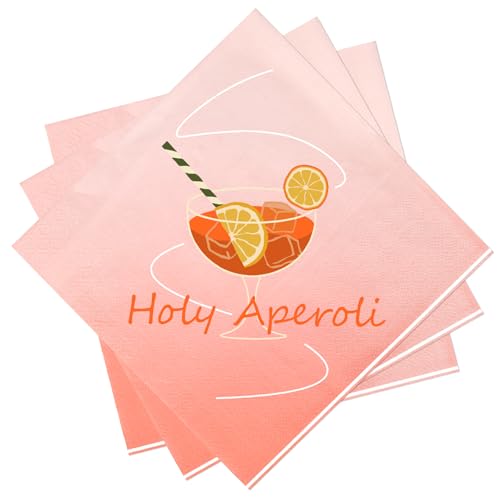 Lot de 50 Serviette Papier Aperol Spritz, 33x33 cm Holy Aperoli Decoration Table Anniversaire,...
