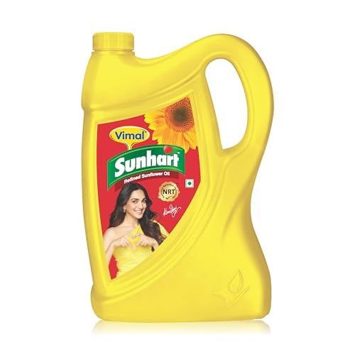 Image of Vimal Sunhart Sunflower Oil: Refined for Optimal Nutrition | Healthy Cooking Oil for All Your Culinary Needs | 5L