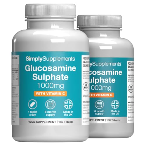 Glucosamine Sulphate 1000mg with Vitamin C | Premium-Grade Glucosamine | 180+180 (360) Tablets | Manufactured in The UK